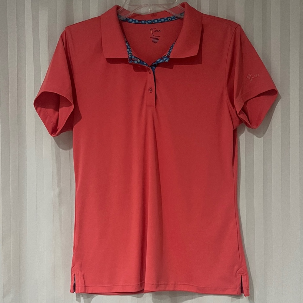 LPGA Collection Women’s Coral Polo Golf Shirt w/3 Buttons